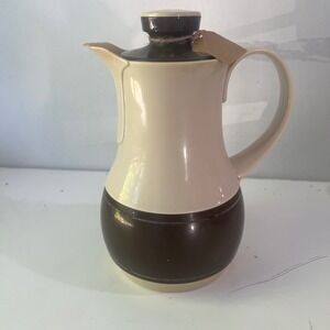 Vintage Thermos 570 Ingried Carafe Brown Beige Glass Lined Camping Coffee Drink